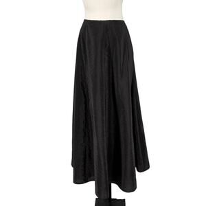 Vintage Ralph Lauren Plaid Label Maxi Skirt 12 Black Taffeta Old Money Preppy